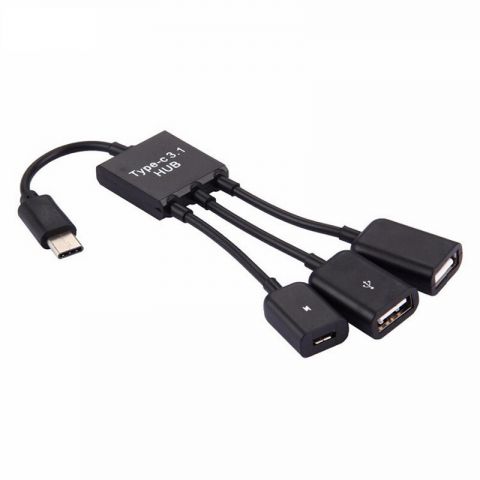 3 in1 Type-C Male to Female Micro OTG USB Port Adapter Cable for