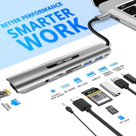 4k Usb C To Hdmi-compatible Usb C Hub 8-in-1 Type-c Adapter With