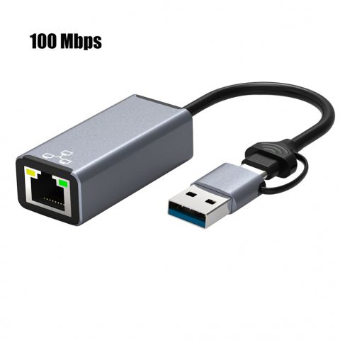 Usb C /Usb A To Ethernet Adapter 100 Mbps High-speed Type C To R