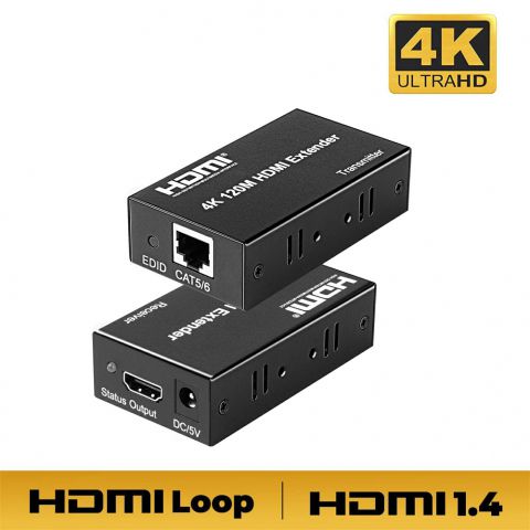 1 Set 4k 120m Hdmi Extender Cat5e Cat6 Ethernet Hdmi to Rj45 Aud