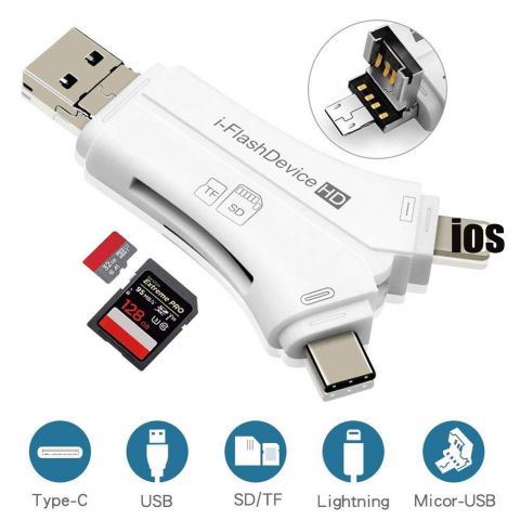 4-in-1 Universal Mobile Phone Card Reader High-Speed Transmissio