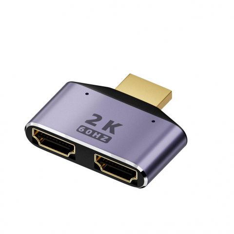 1 to 2 Hdmi Adapter with Indicator Light 2k Hd Video Audio Split