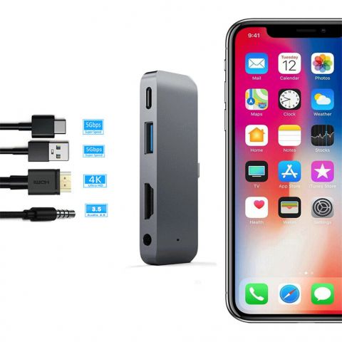 4 In 1 Usb C Hub Adapter With Aux 3.5mm Interface 4k Hdmi-compat